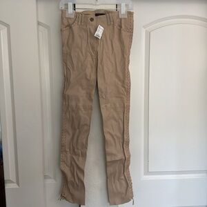 Plein Sud Tan Straight Leg Pants with Side Lacing